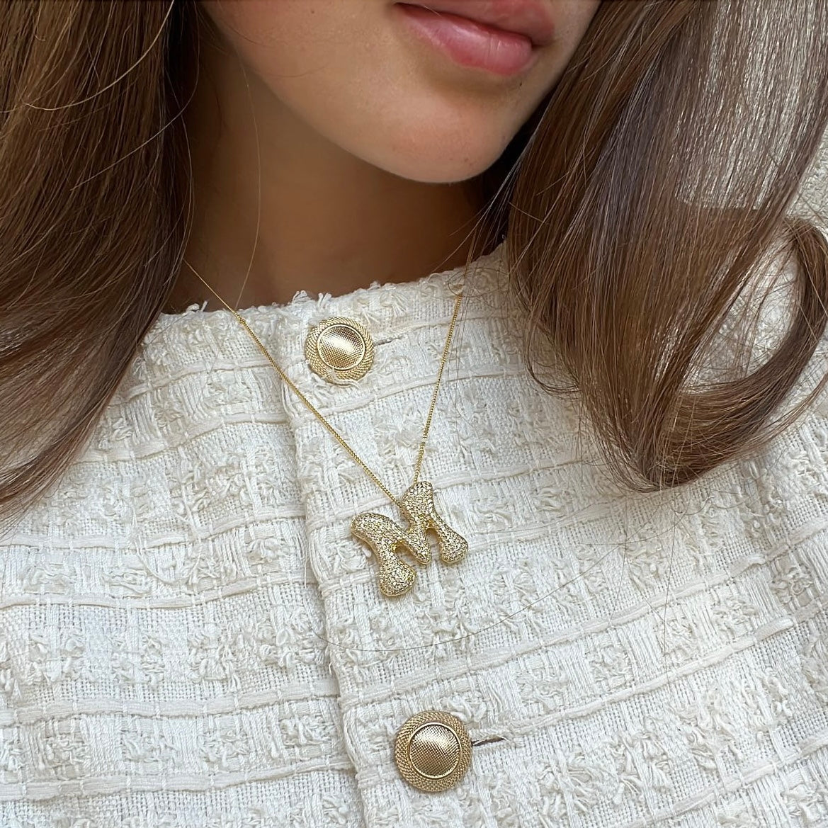 Bubble Initiaal / letter ketting – Gepersonaliseerd, Sterling Zilver