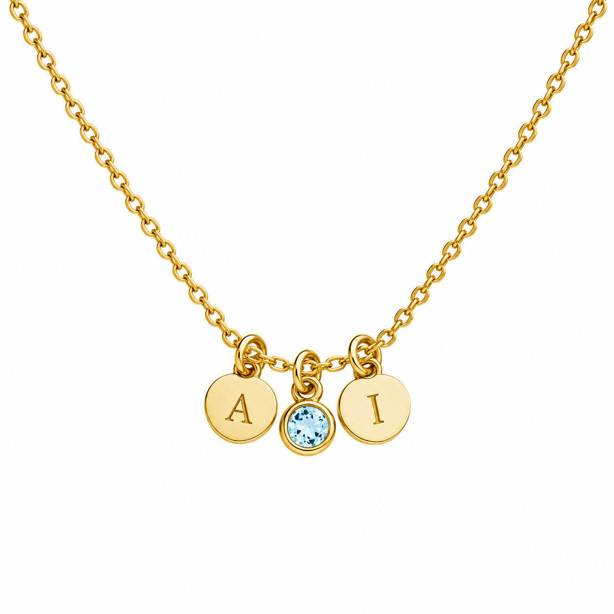 Design Letterketting met bedeltjes en maandsteen