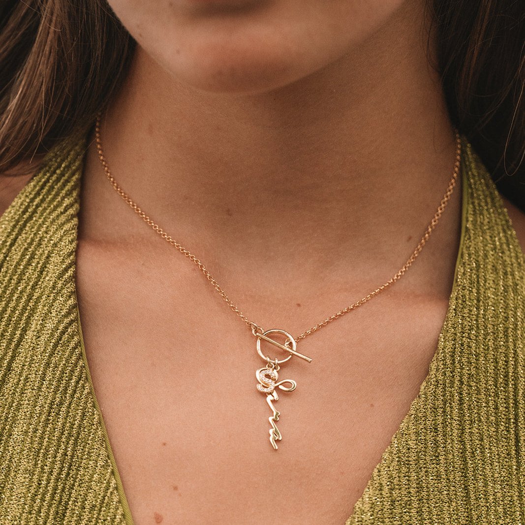 Design naamketting met initiaal / letter hanger – Gepersonaliseerd, Sterling Zilver