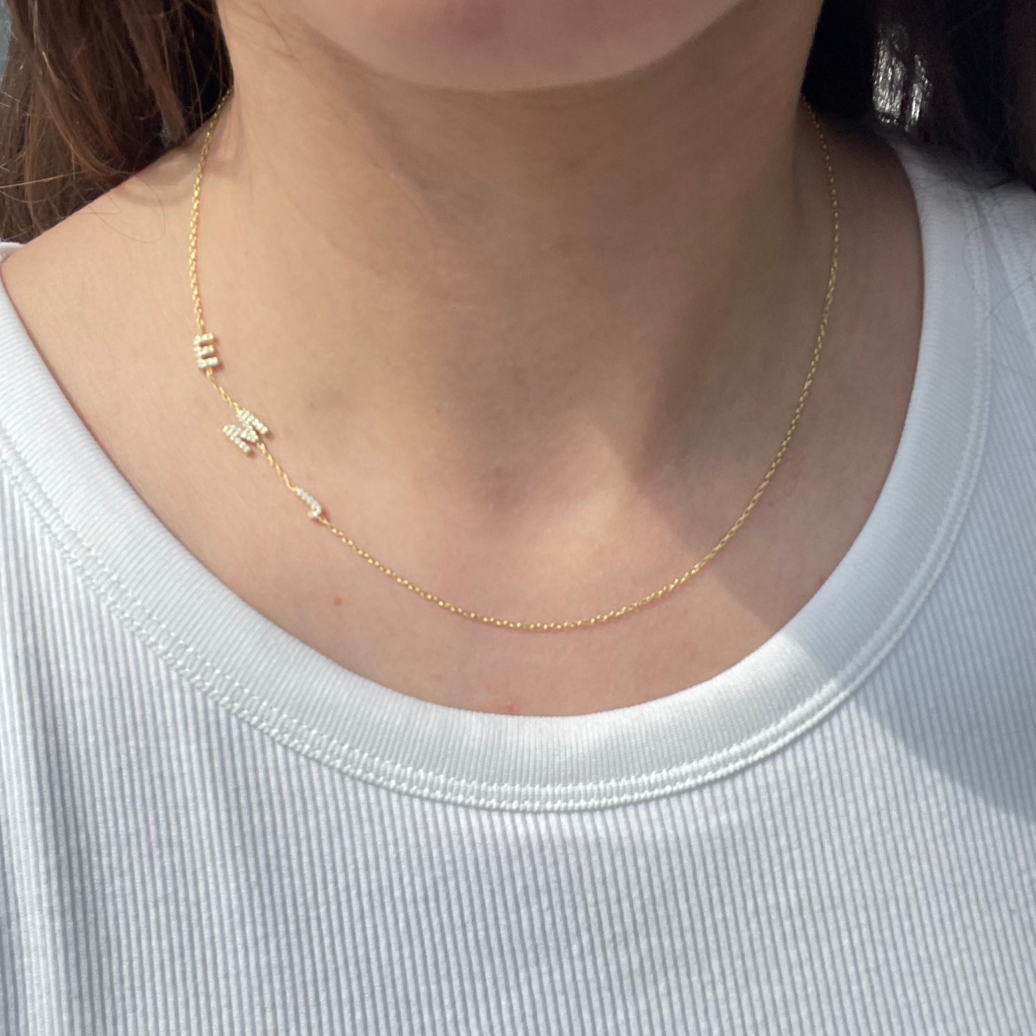 Initiaal ketting met 3 initiaal / letters met steentjes – Gepersonaliseerd, Sterling Zilver
