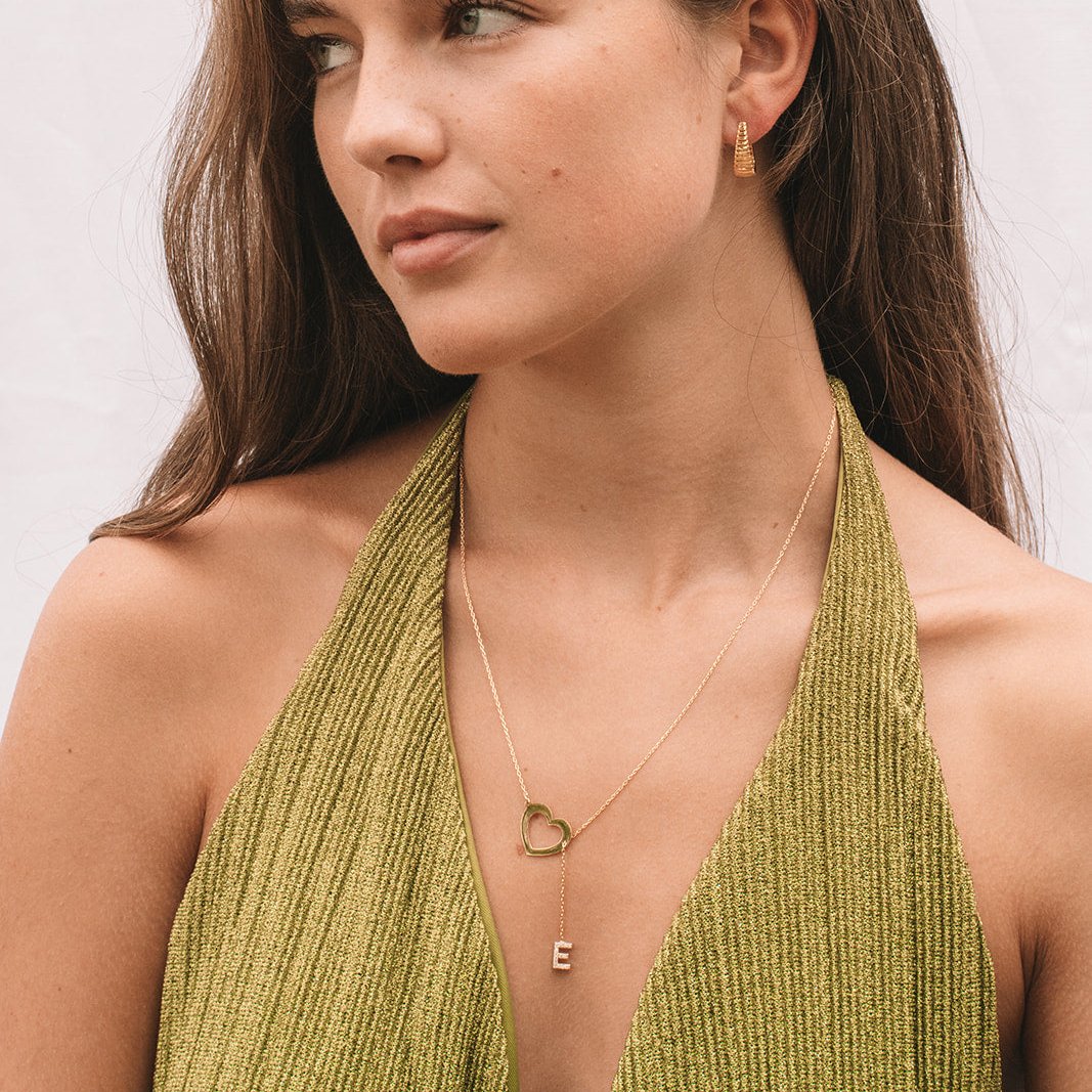 Ketting met hartje initiaal / letter – Gepersonaliseerd, Verguld Zilver