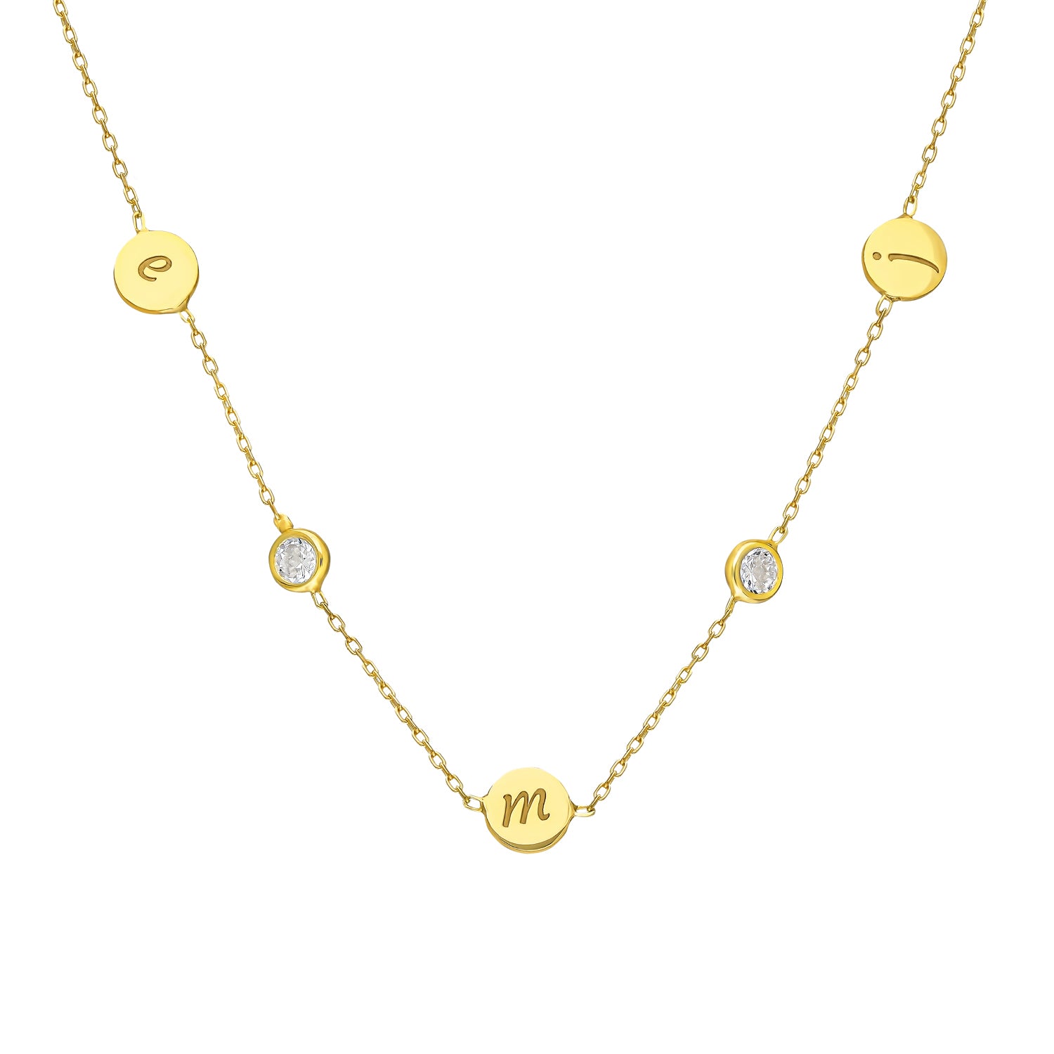 Ketting met initiaal / letter 3 bedels – Graveerwerk, Sterling Zilver