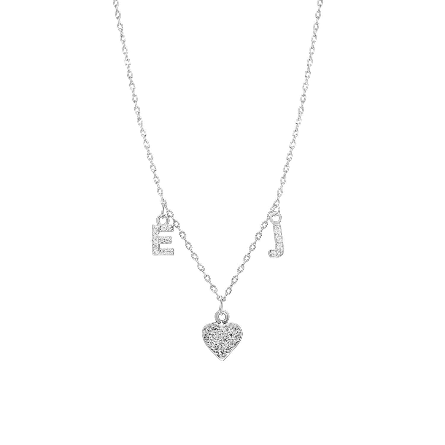 Ketting met initiaal / letter steentjes – Gepersonaliseerd, Verguld Zilver