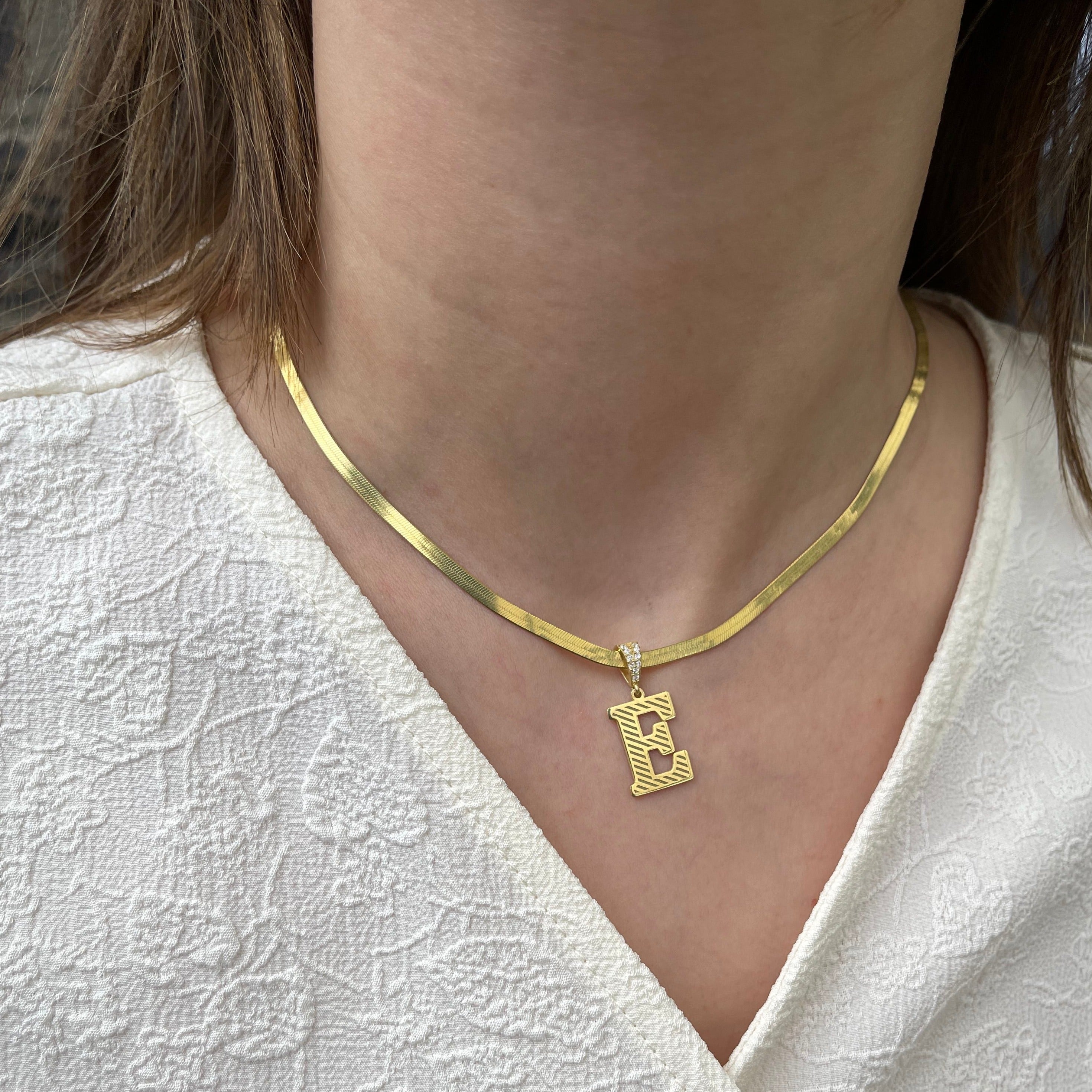 Ketting met initiaal / letter van snake chain – Gepersonaliseerd, Stering Zilver