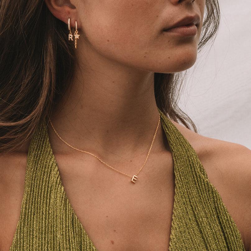 Minimal initiaal / letter ketting - Gepersonaliseerd, Sterling Zilver