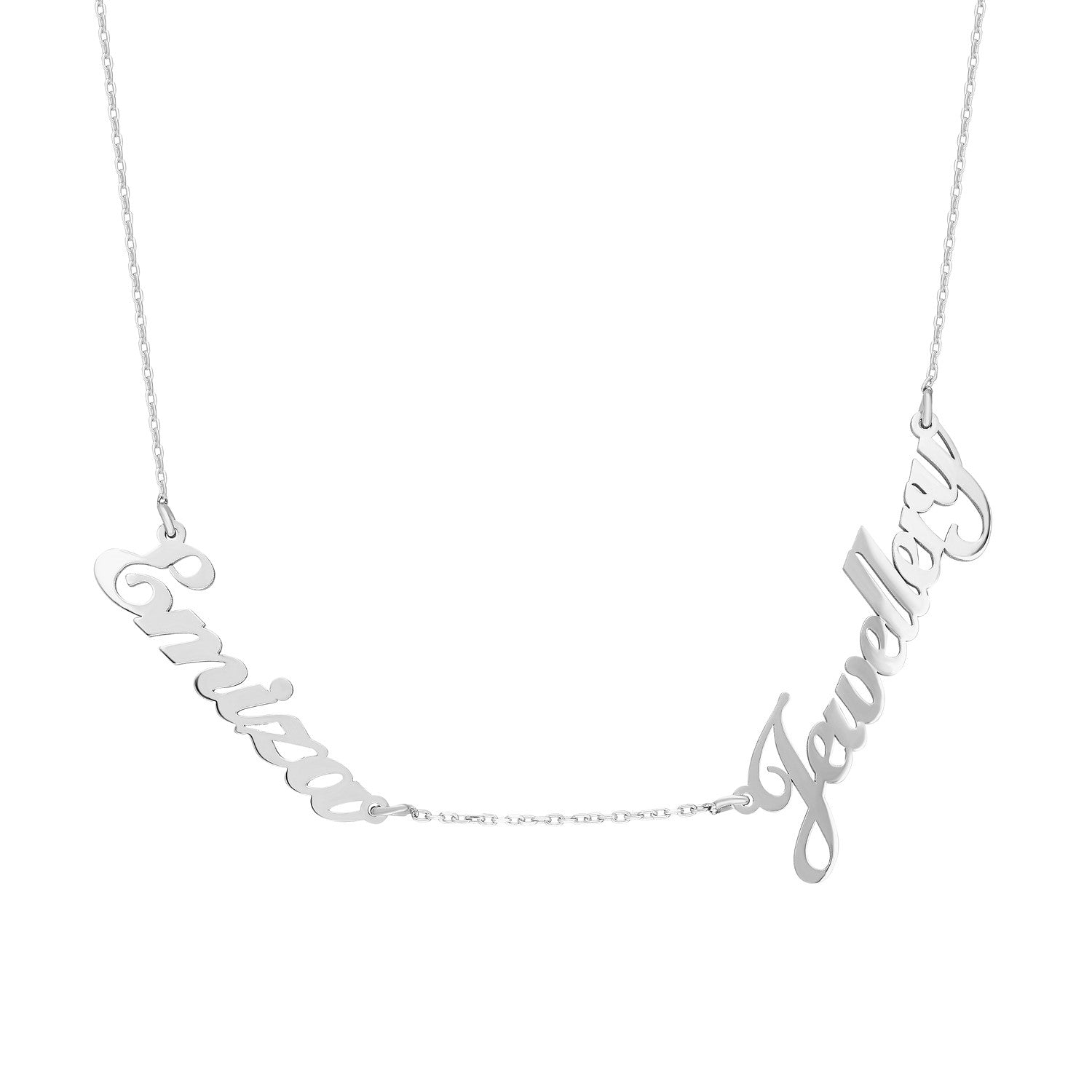 Naamketting 2 namen handschrift horizontaal - emiza jewellery