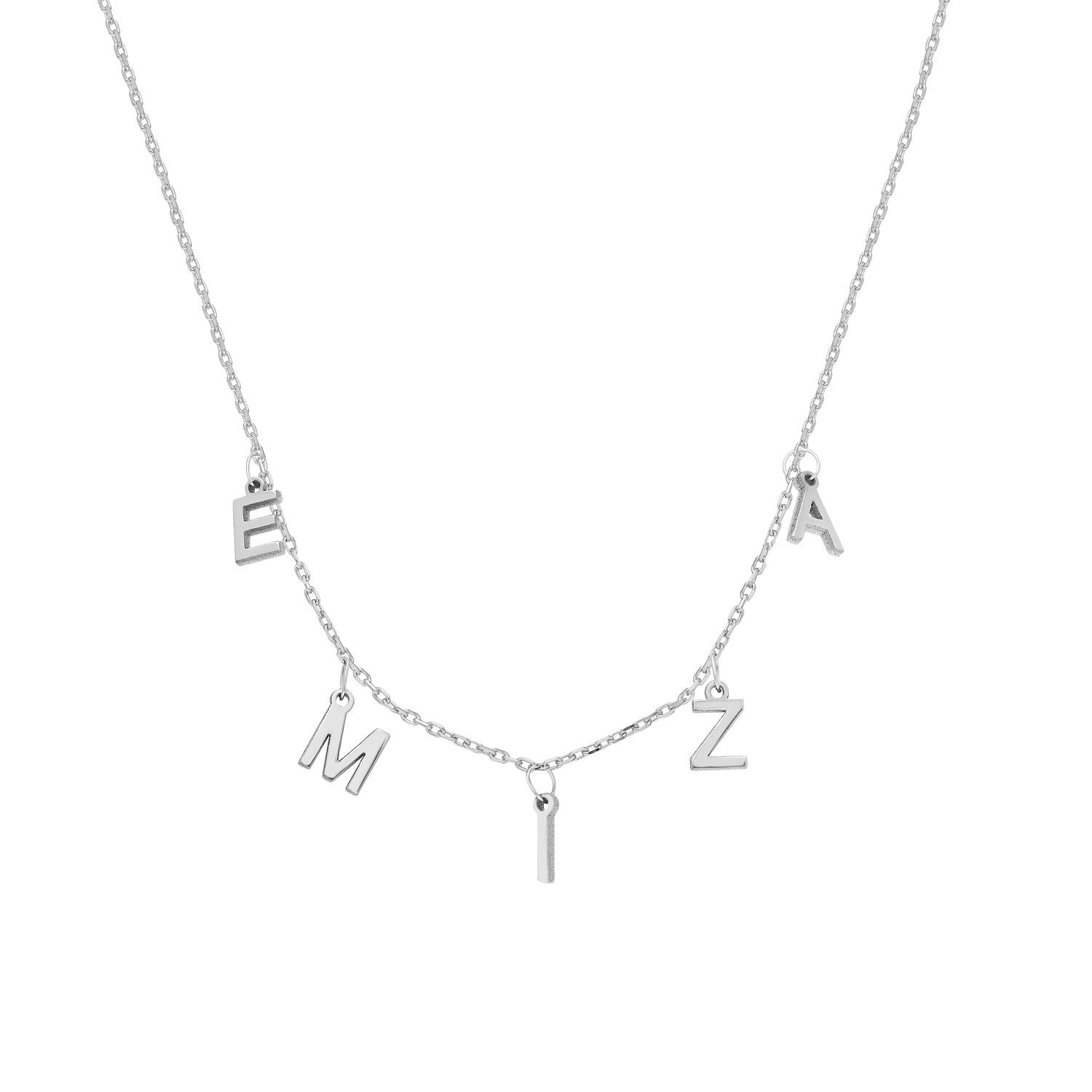 Naamketting losse letters/initialen voor kinderen zilverkleurig - Gepersonaliseerd, Sterling Zilver