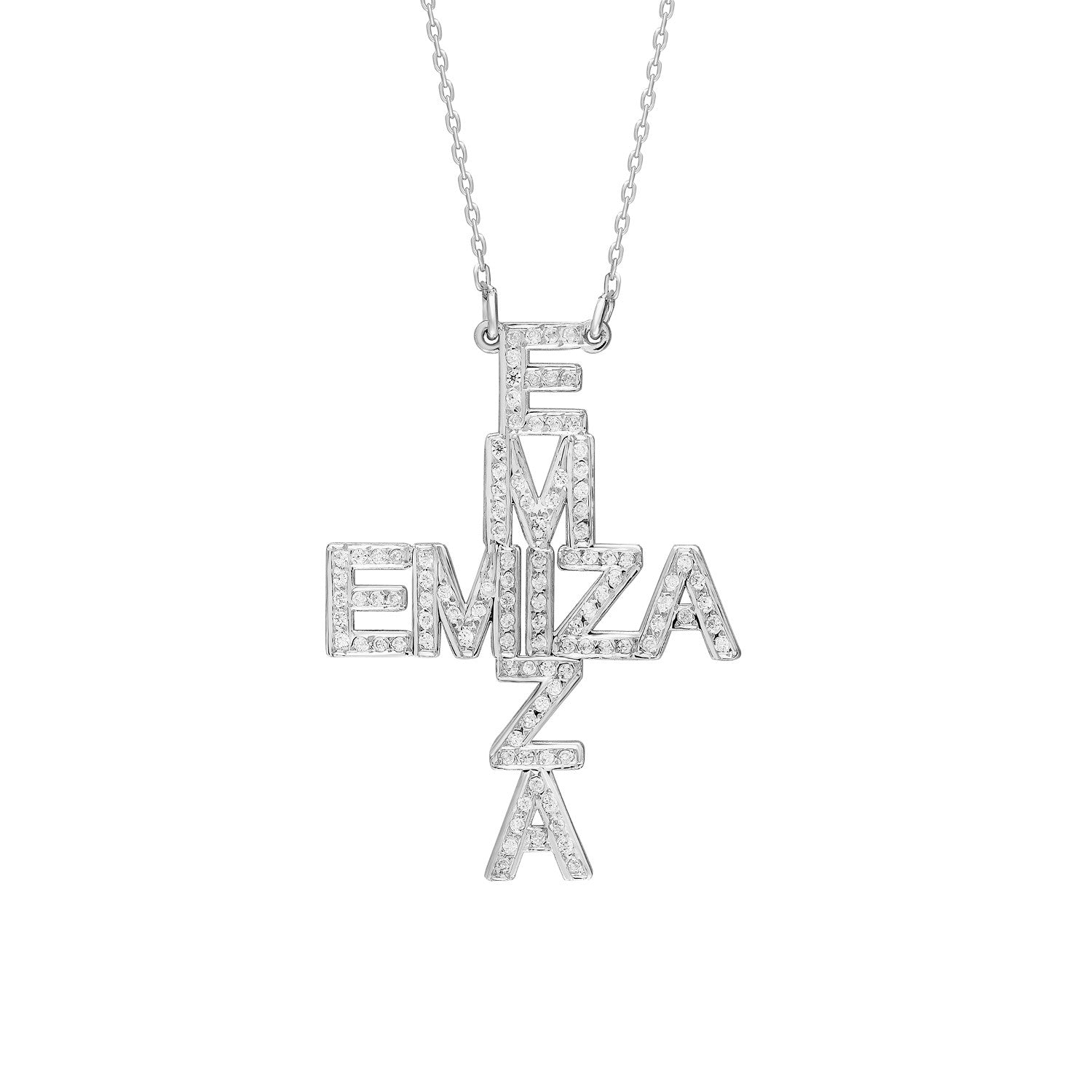 Naamketting met kruispatroon – Gepersonaliseerd, Sterling Zilver - Emiza Jewellery