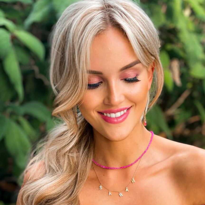 Naamketting met losse letters en zirkonia stenen – Gepersonaliseerd, Sterling Zilver - Emiza Jewellery