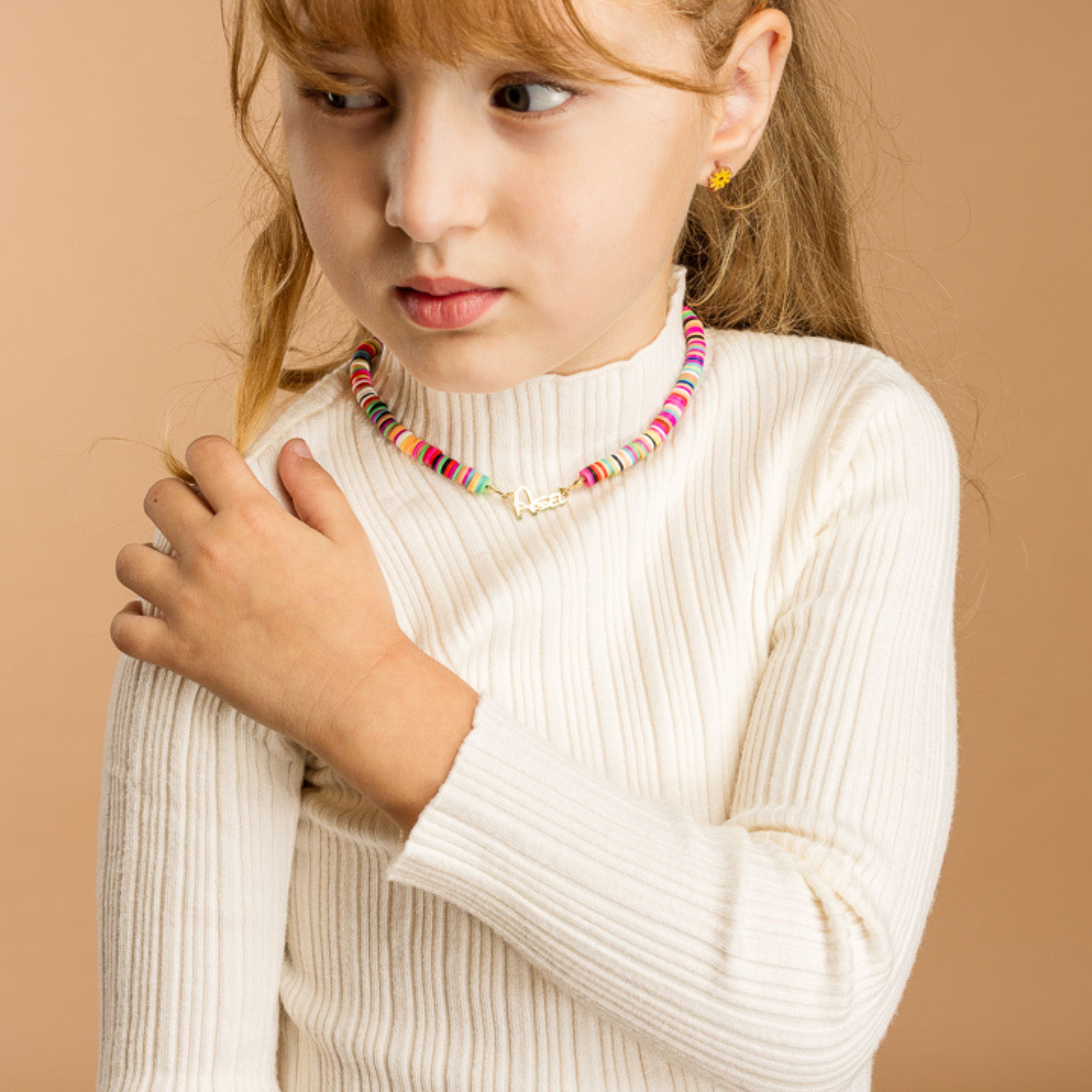 Naamketting voor kinderen met gekleurde fimo kralen - Gepersonaliseerd, Sterling Zilver