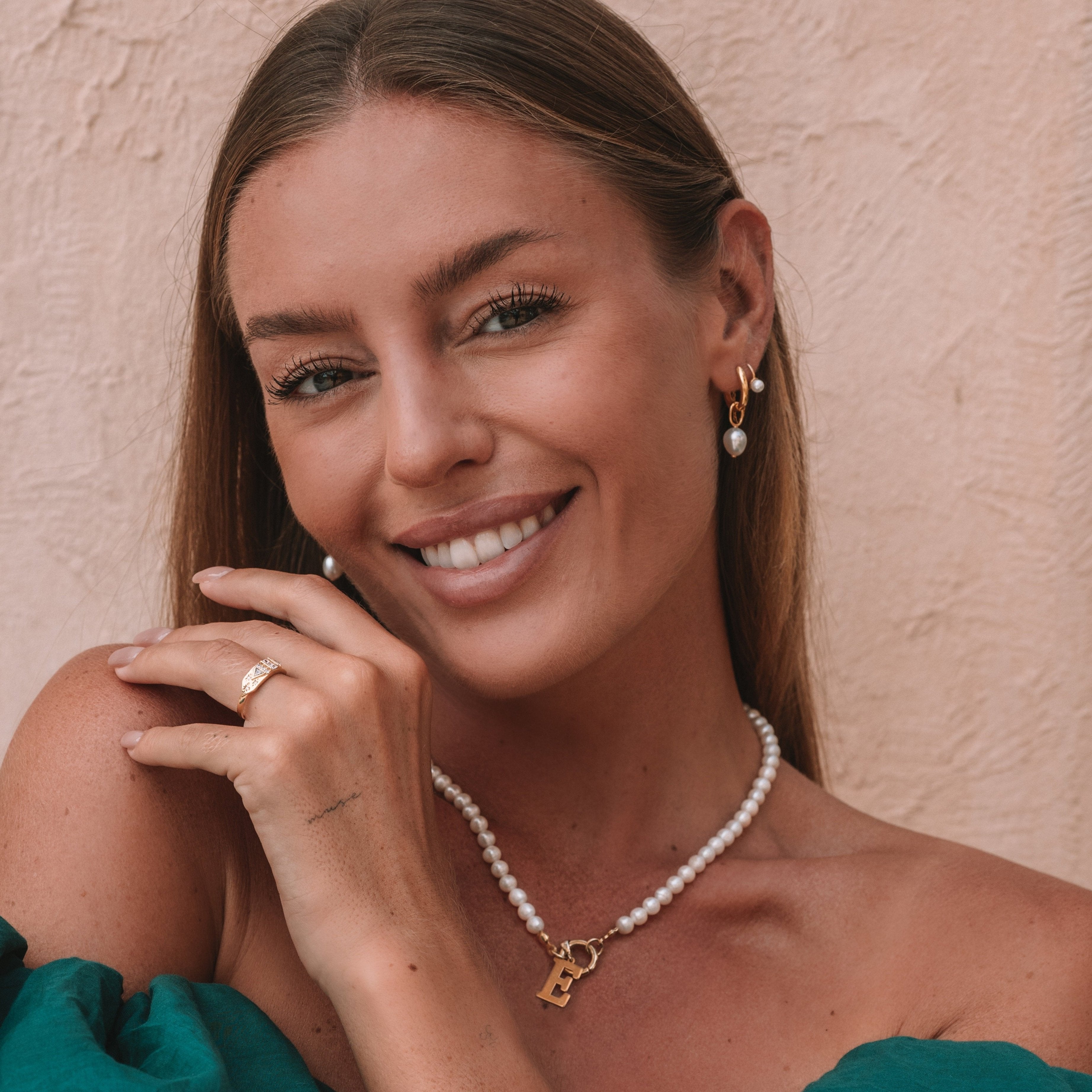 Parel ketting met initiaal / letter - Gepersonaliseerd, Sterling Zilver