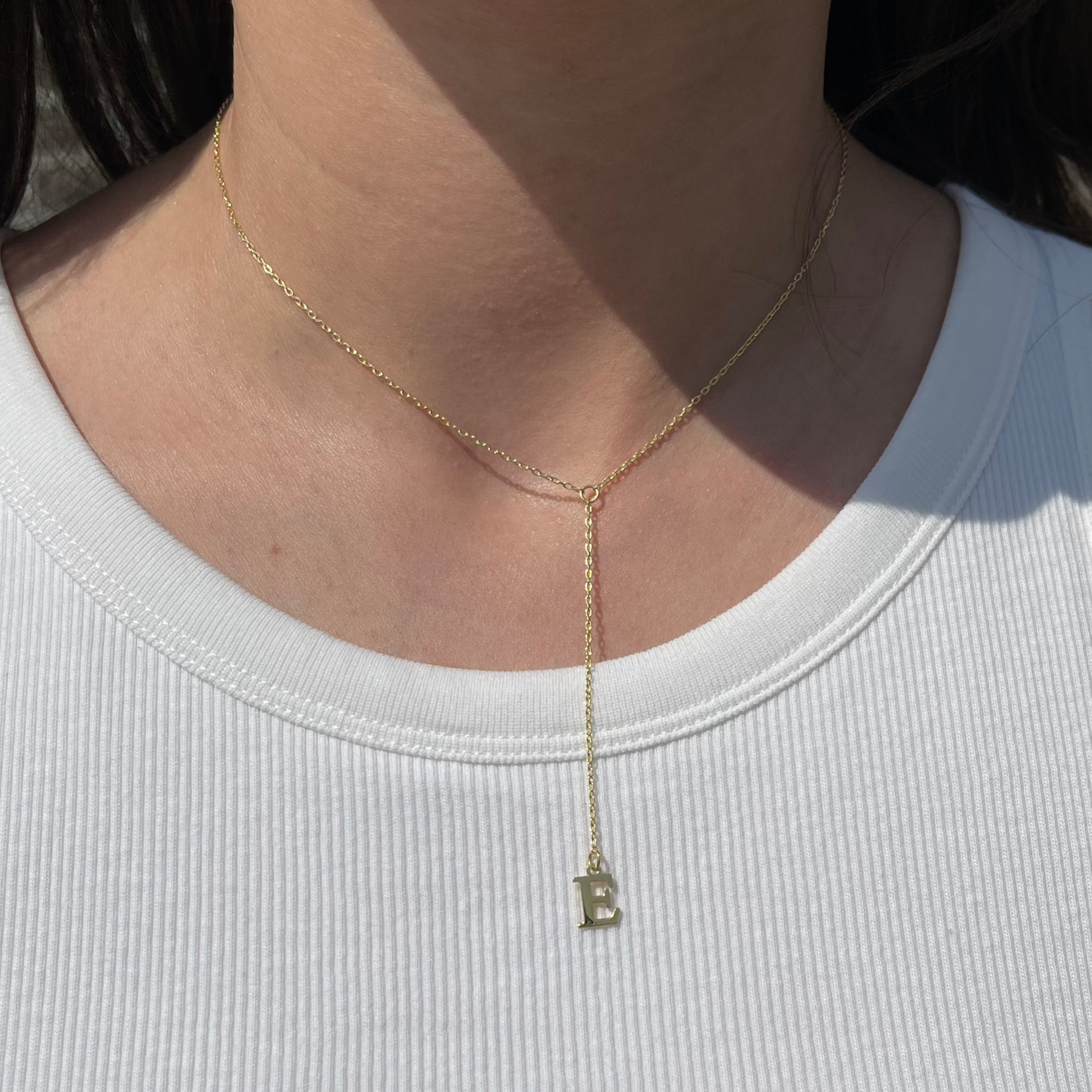 Y vorm initiaal ketting goud letter E