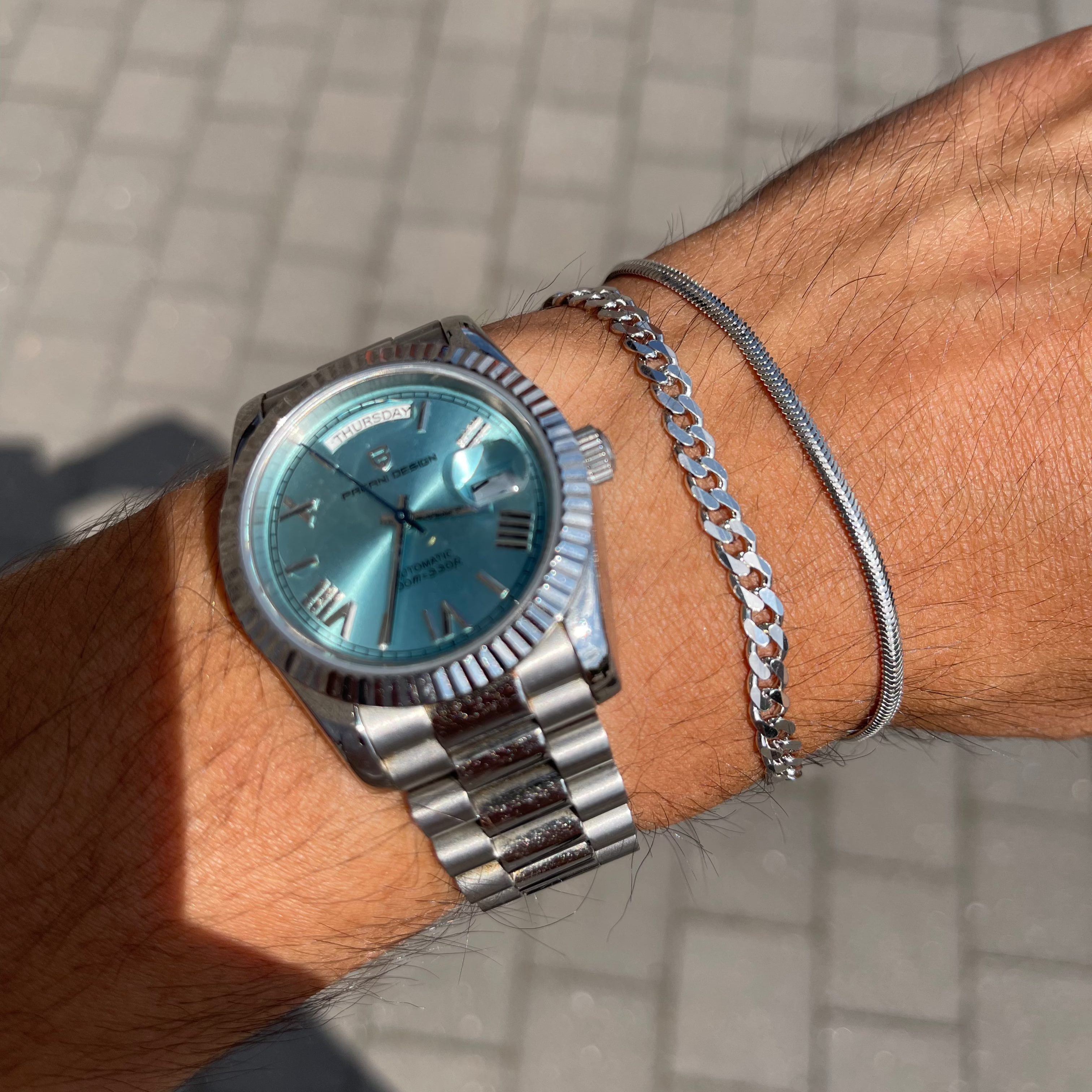 combinatie gourmet en snake chain armband voor mannen