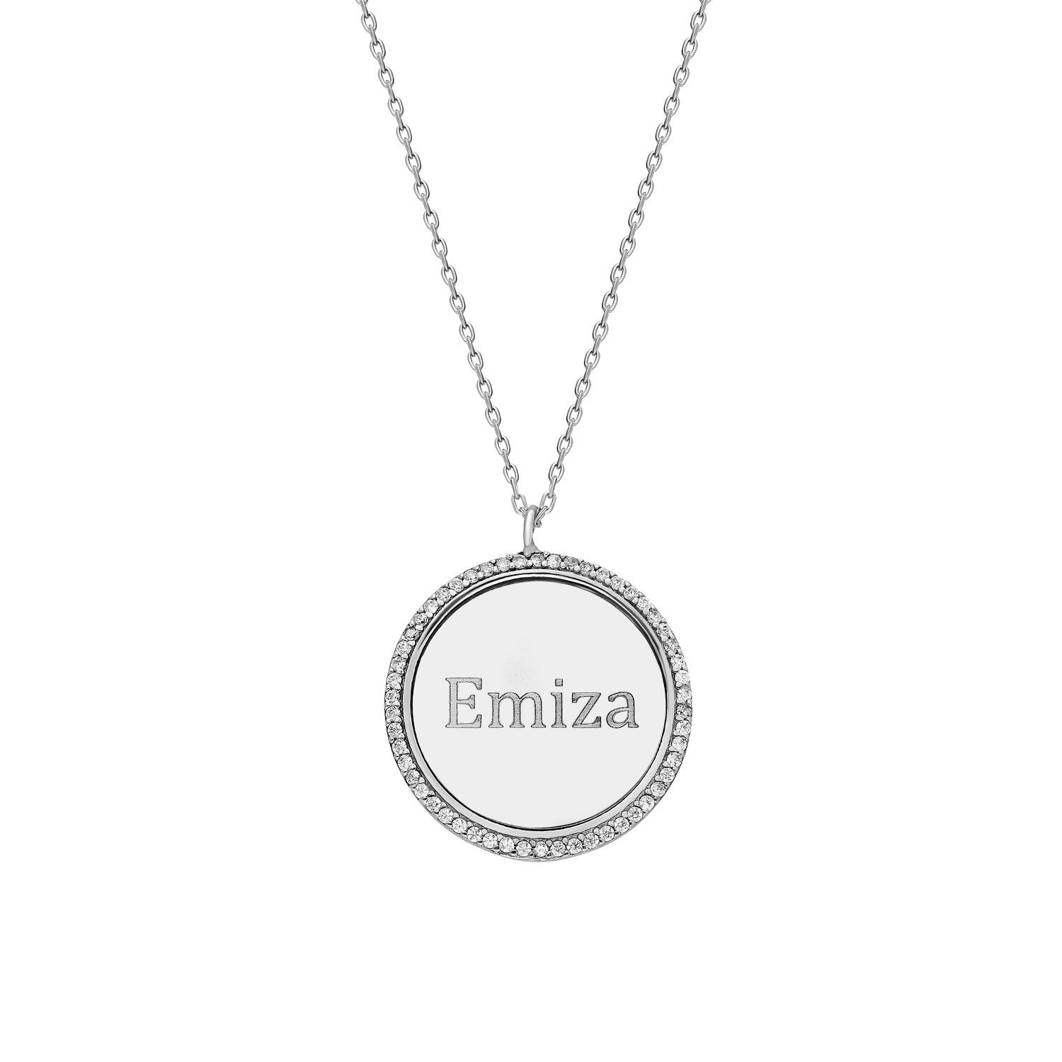 Rond ketting met steentjes graveerwerk - emiza jewellery