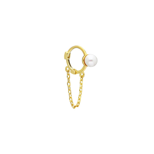 Mini parel hoops met ketting detail-Emiza Jewellery
