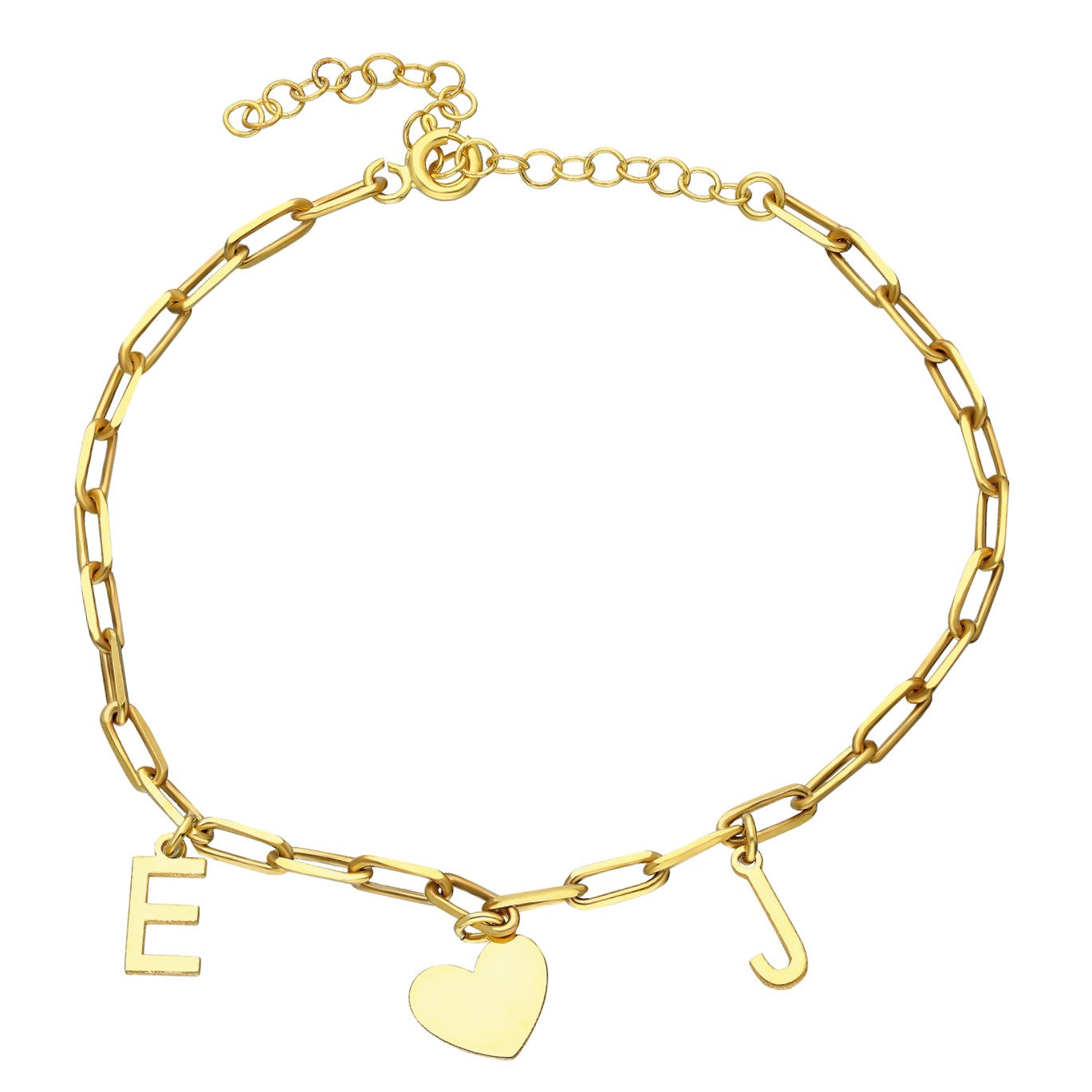 Initiaal armband met hartvormig figuur