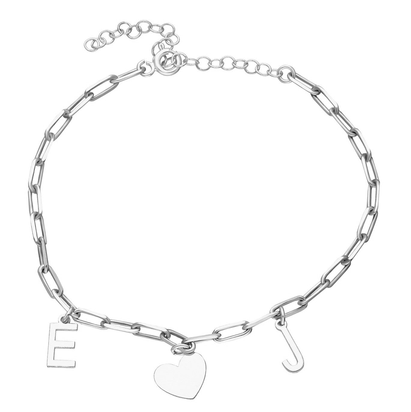 Initiaal armband met hartvormig figuur