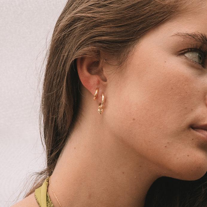 hoops met hartje sterling zilver