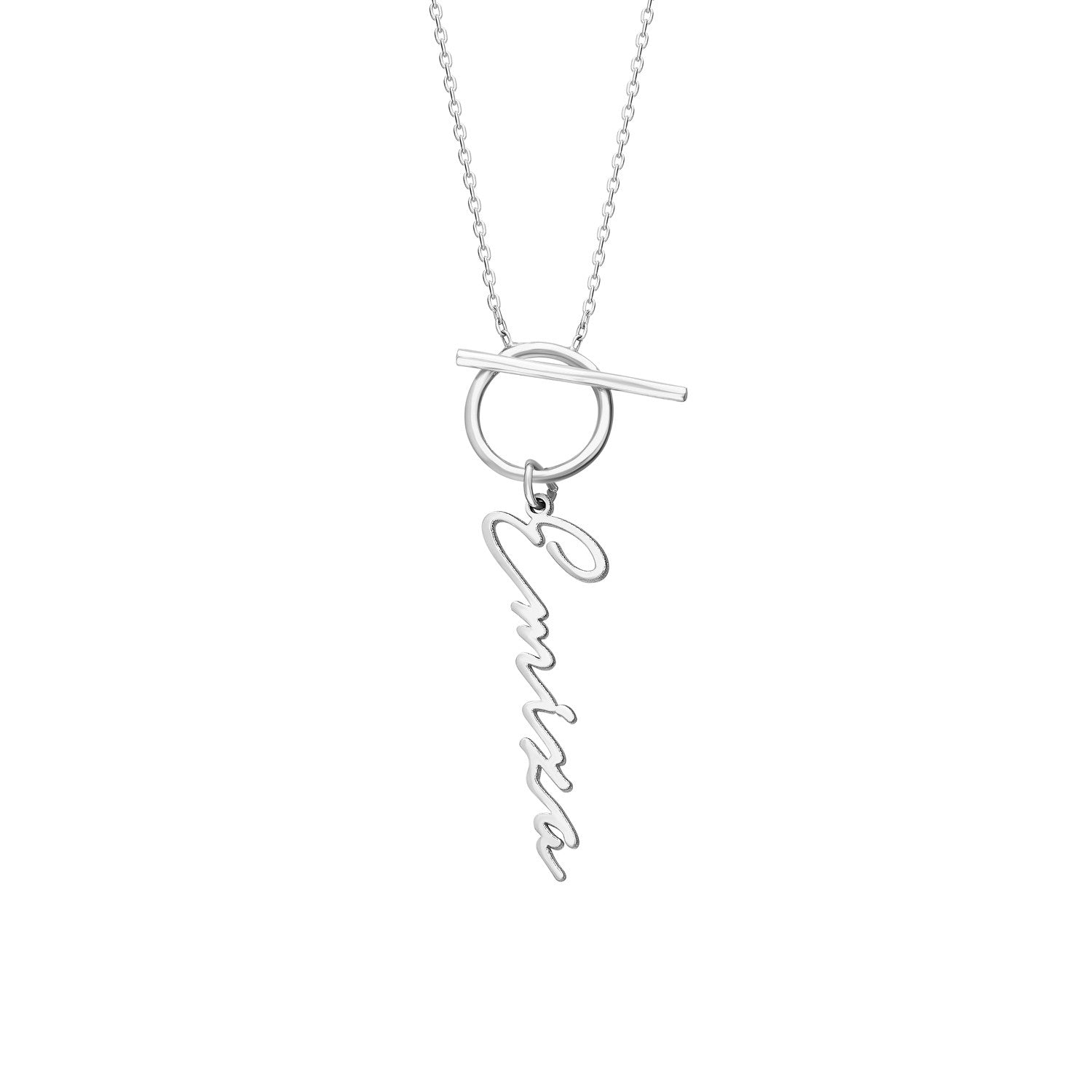 Design naamketting met initiaal / letter hanger – Gepersonaliseerd, Sterling Zilver