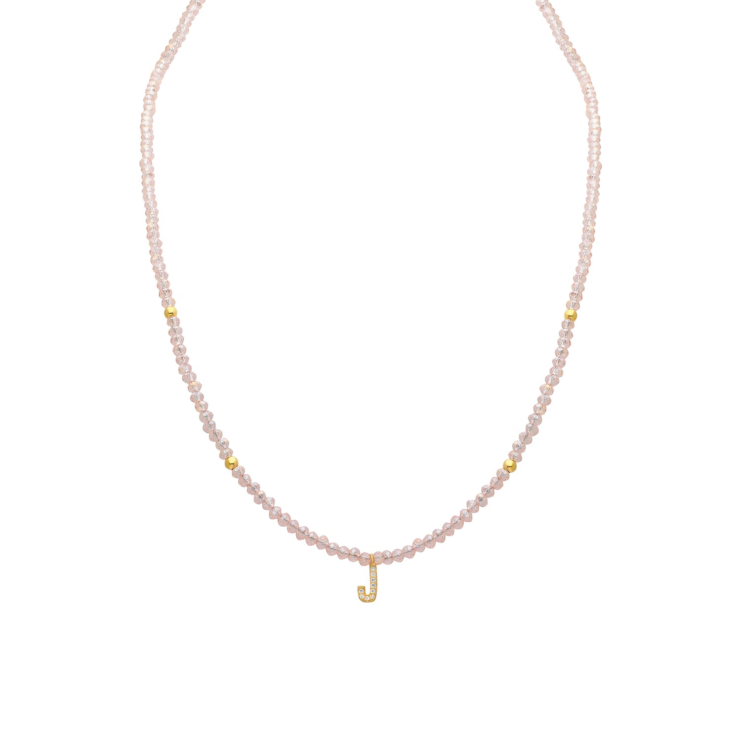 Design roze Ketting met initiaal / letter – Gepersonaliseerd, Verguld Zilver