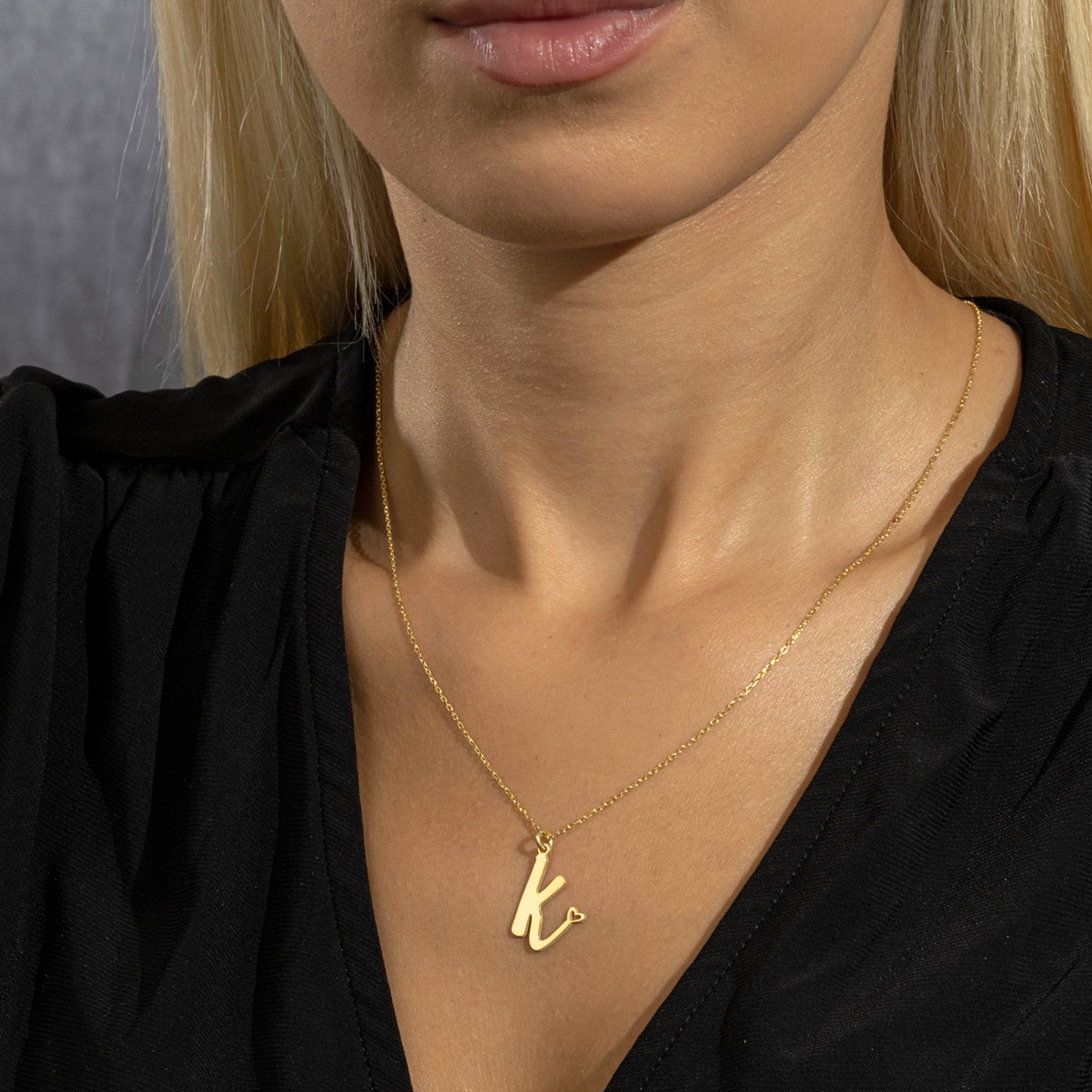 Ketting met hartje initiaal / letter – Gepersonaliseerd, Verguld Zilver