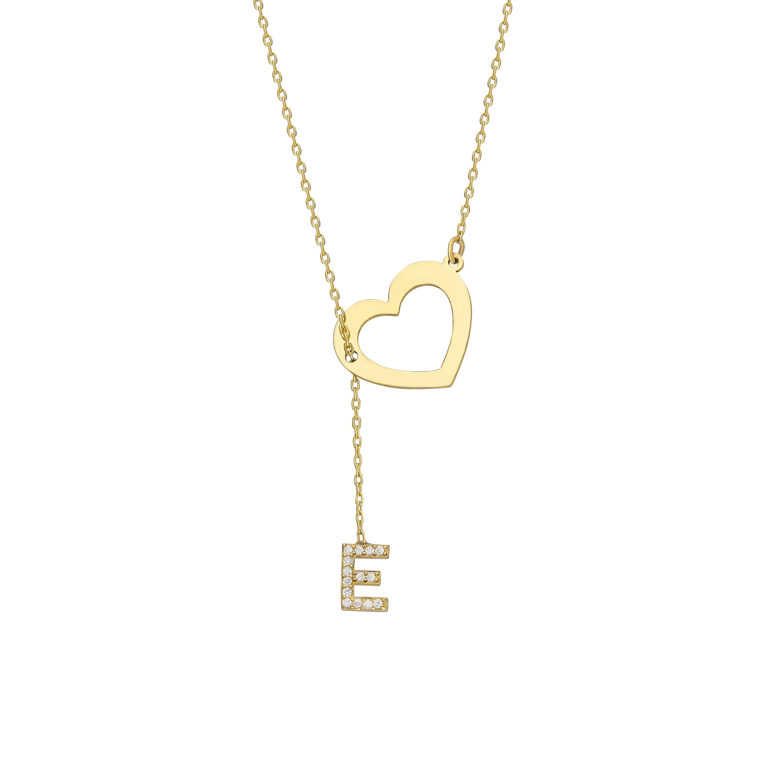 Ketting met hartje initiaal / letter – Gepersonaliseerd, Verguld Zilver