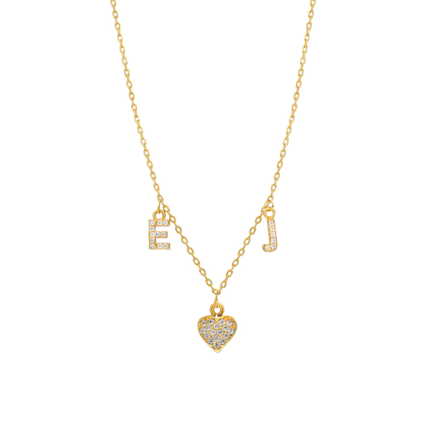 Ketting met initiaal / letter steentjes – Gepersonaliseerd, Verguld Zilver