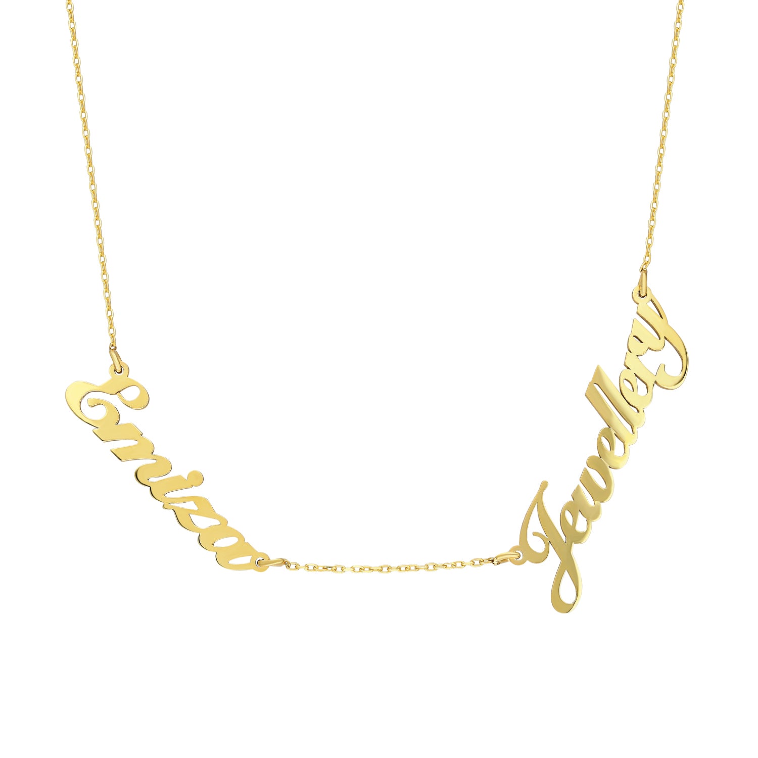 Naamketting met 2 namen handschrift horizontaal - emiza jewellery