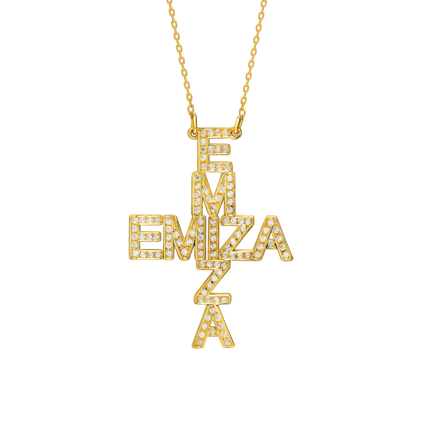 Naamketting met kruispatroon – Gepersonaliseerd, Sterling Zilver - Emiza Jewellery