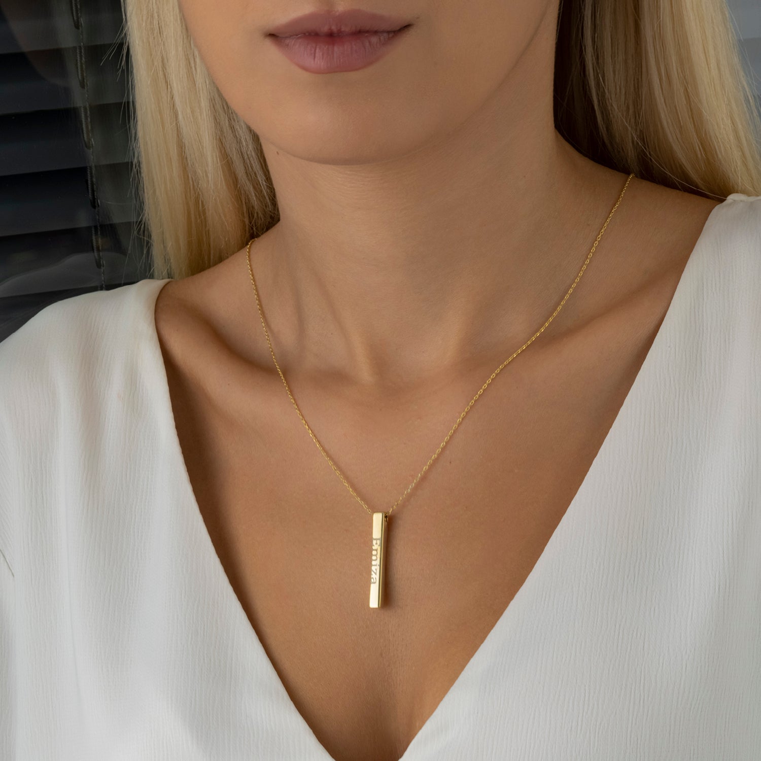 Staaf ketting graveerwerk - emiza jewellery