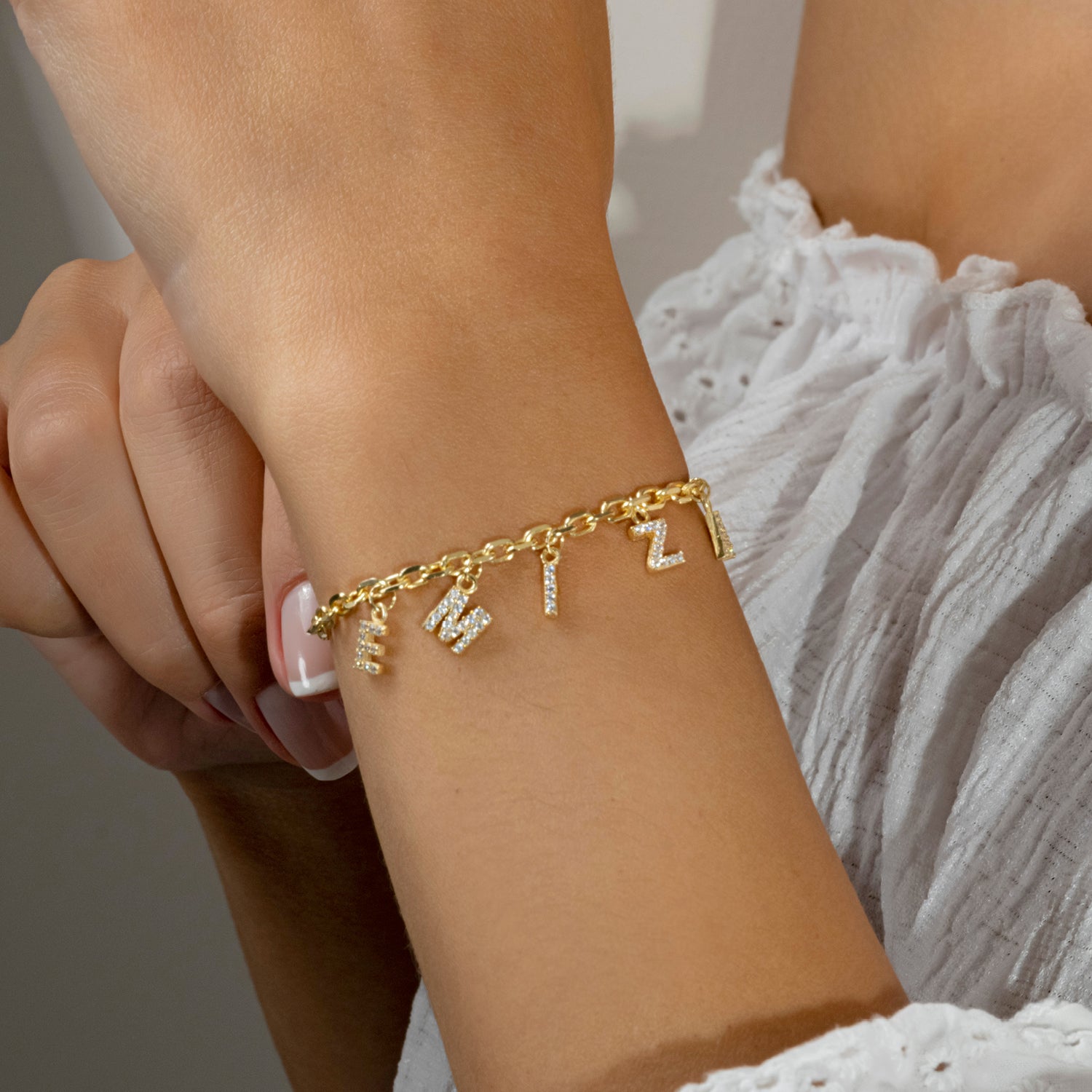 Naam armband met steentjes - emiza jewellery