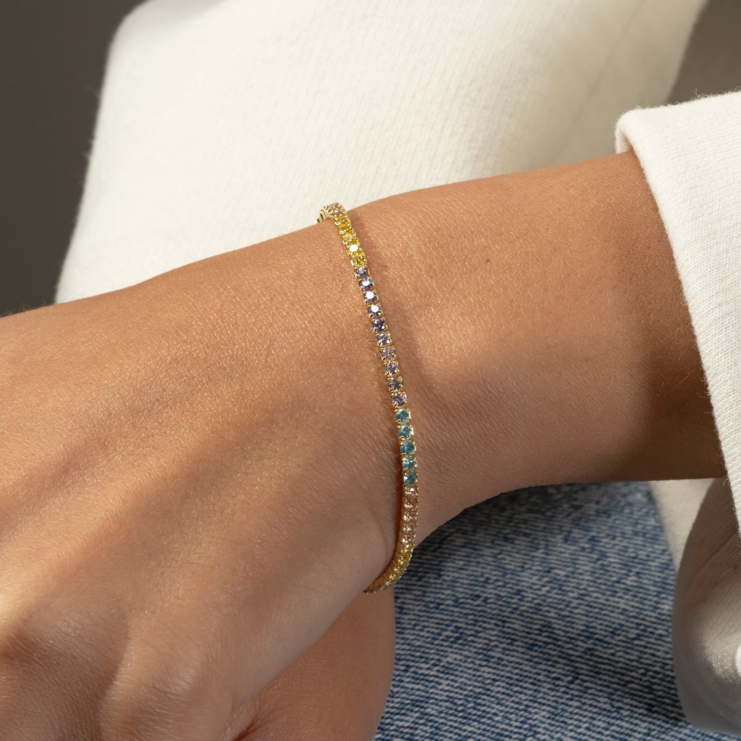 Tennis met pastel steentjes - emiza jewellery