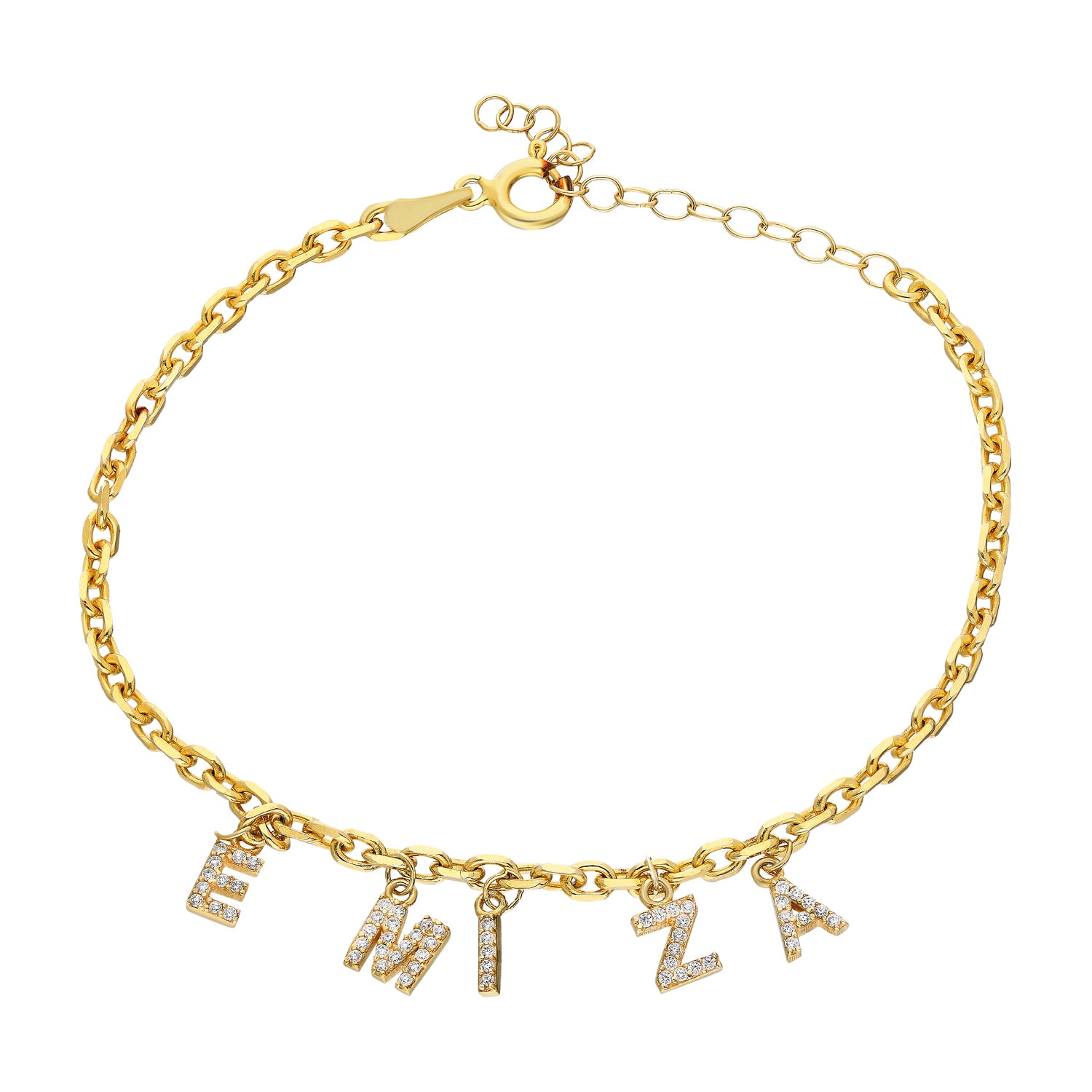 Naam armband met steentjes - emiza jewellery