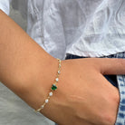 Goudkleurige armband met groene hartvormige zirkonia en kristallen, 925 sterling zilver

