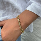 Goudkleurige armband met piramide schakels van 925 sterling zilver

