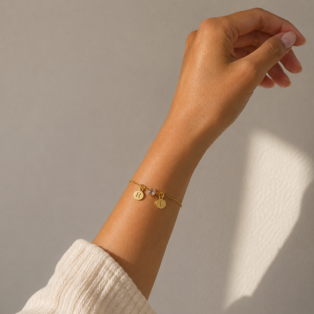 armband met maandsteen rond bedels 