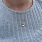 Goudkleurige bubble 3D ballon initiaal ketting met zirkonia, 925 sterling zilver

