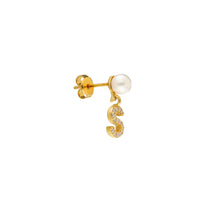 Afbeelding in Gallery-weergave laden, Initiaal oorbel parel stud-Emiza Jewellery

