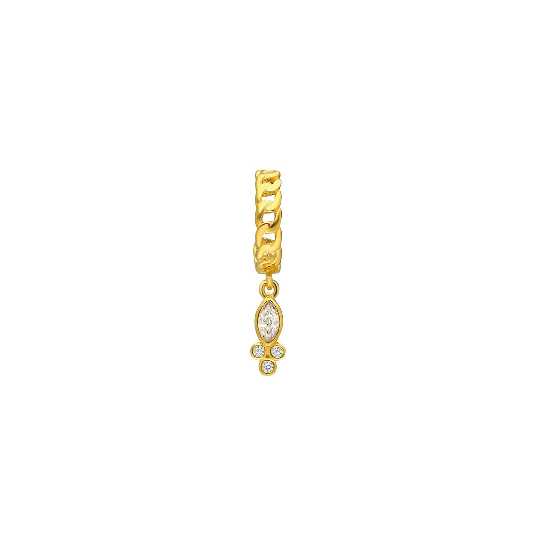 Gevlochten stud hoop met druppel hanger - emiza jewellery