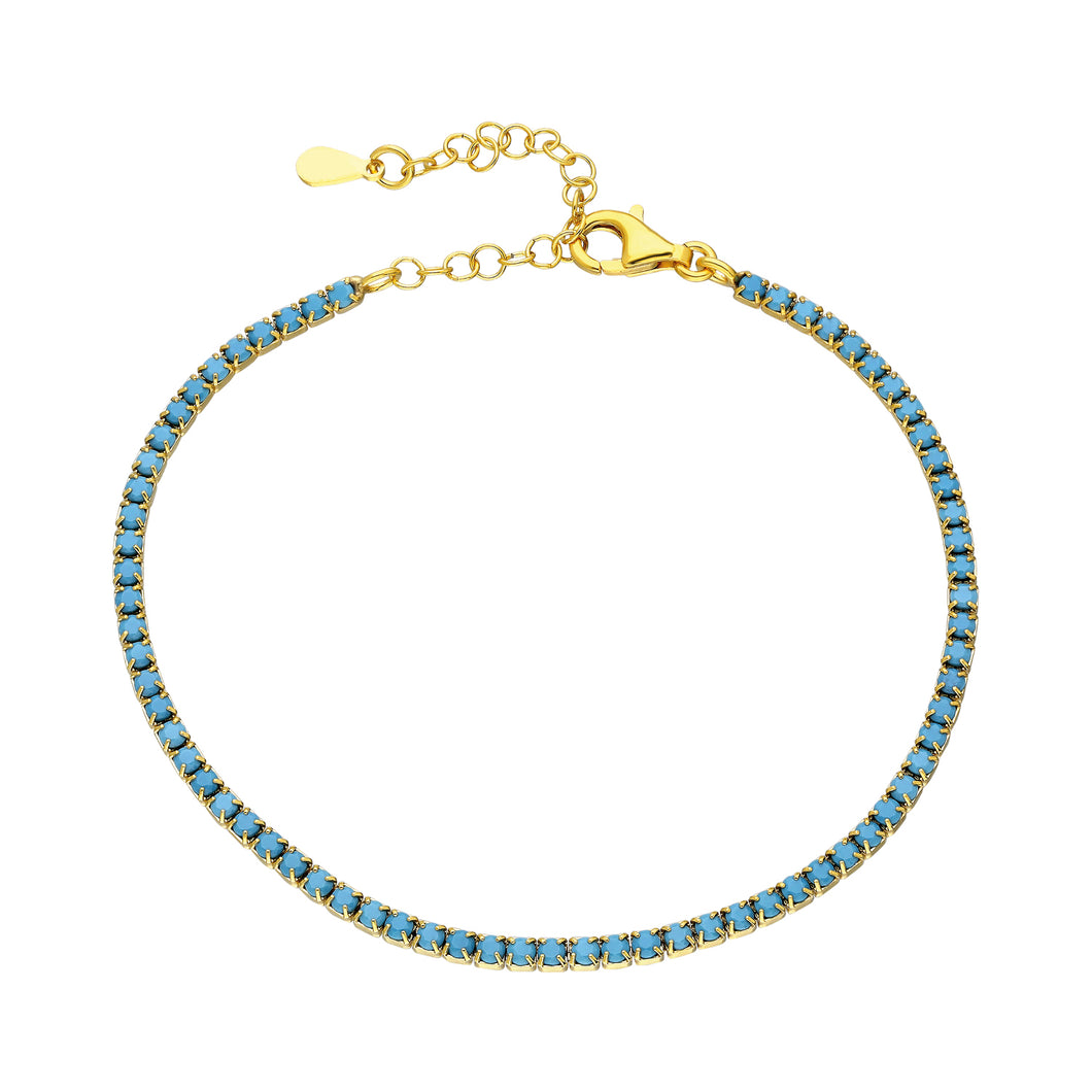 Tennis armband met turquoise zirkonia stenen