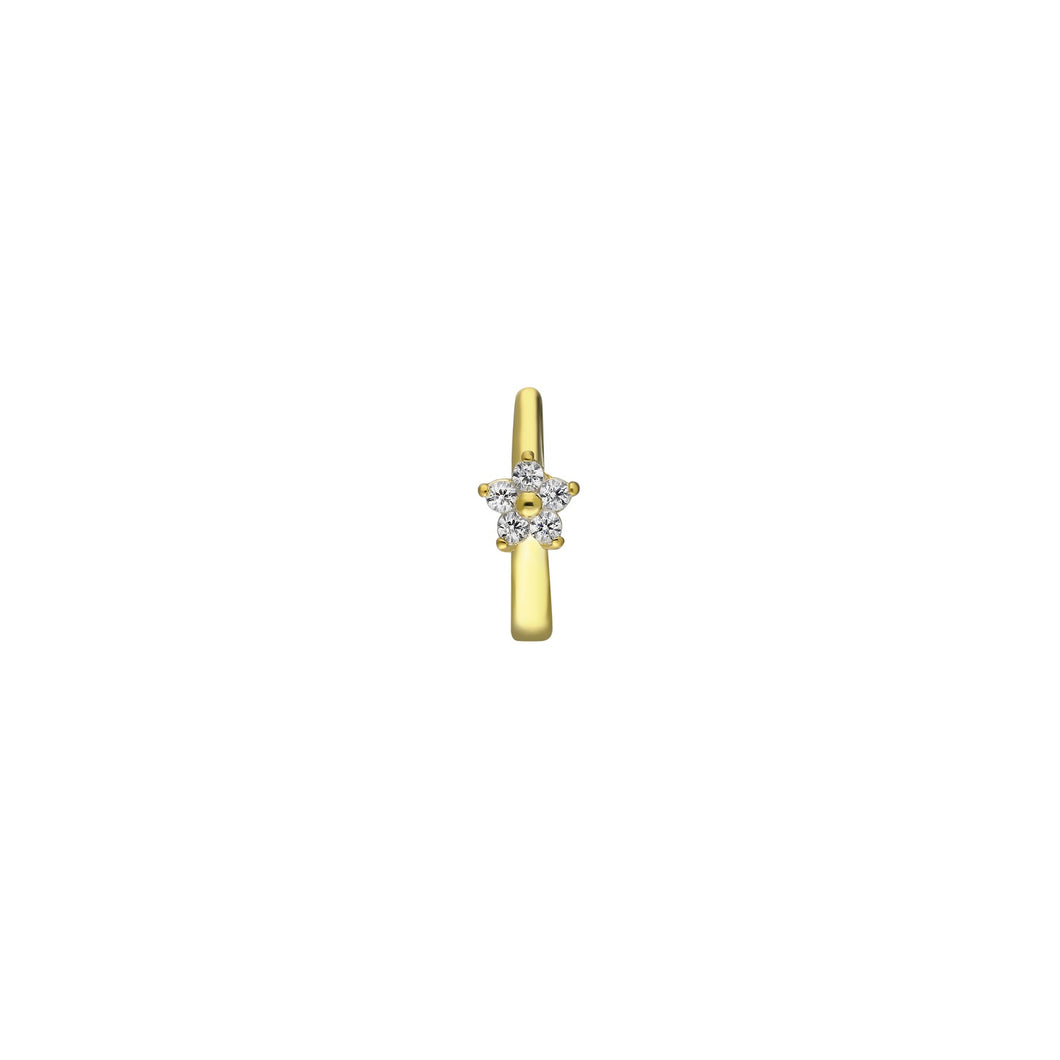 Design hoop met bloemvormig zirkonia stenen-Emiza Jewellery