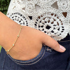 Goudkleurige minimalistische armband met kleine kristallen, 925 sterling zilver

