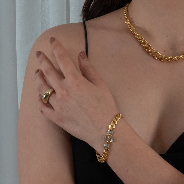 Initiaal armband drukletters steentjes - emiza jewellery