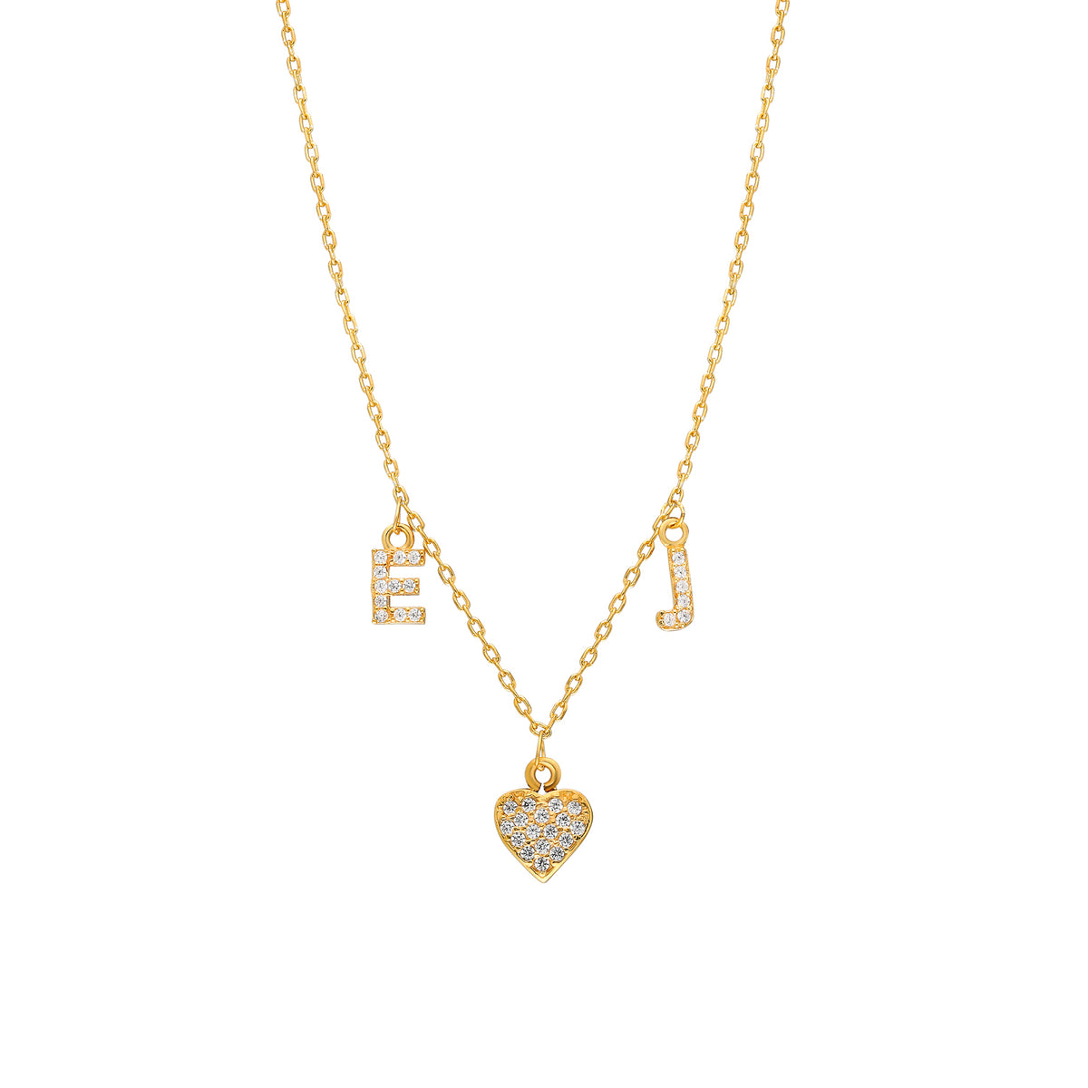 Initiaal / letter ketting met steentjes - Gepersonaliseerd, Sterling ...