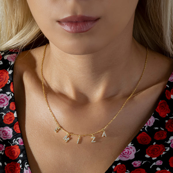 Naamketting met steentjes -  Emiza jewellery