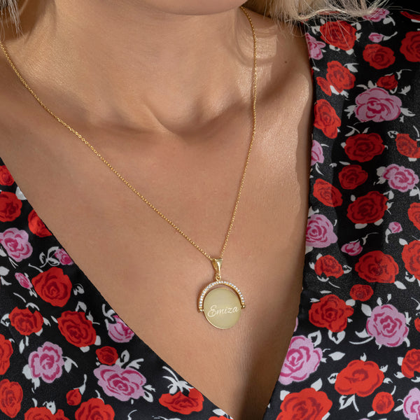 Rond omkeerbaar ketting graveerwerk - emiza jewellery