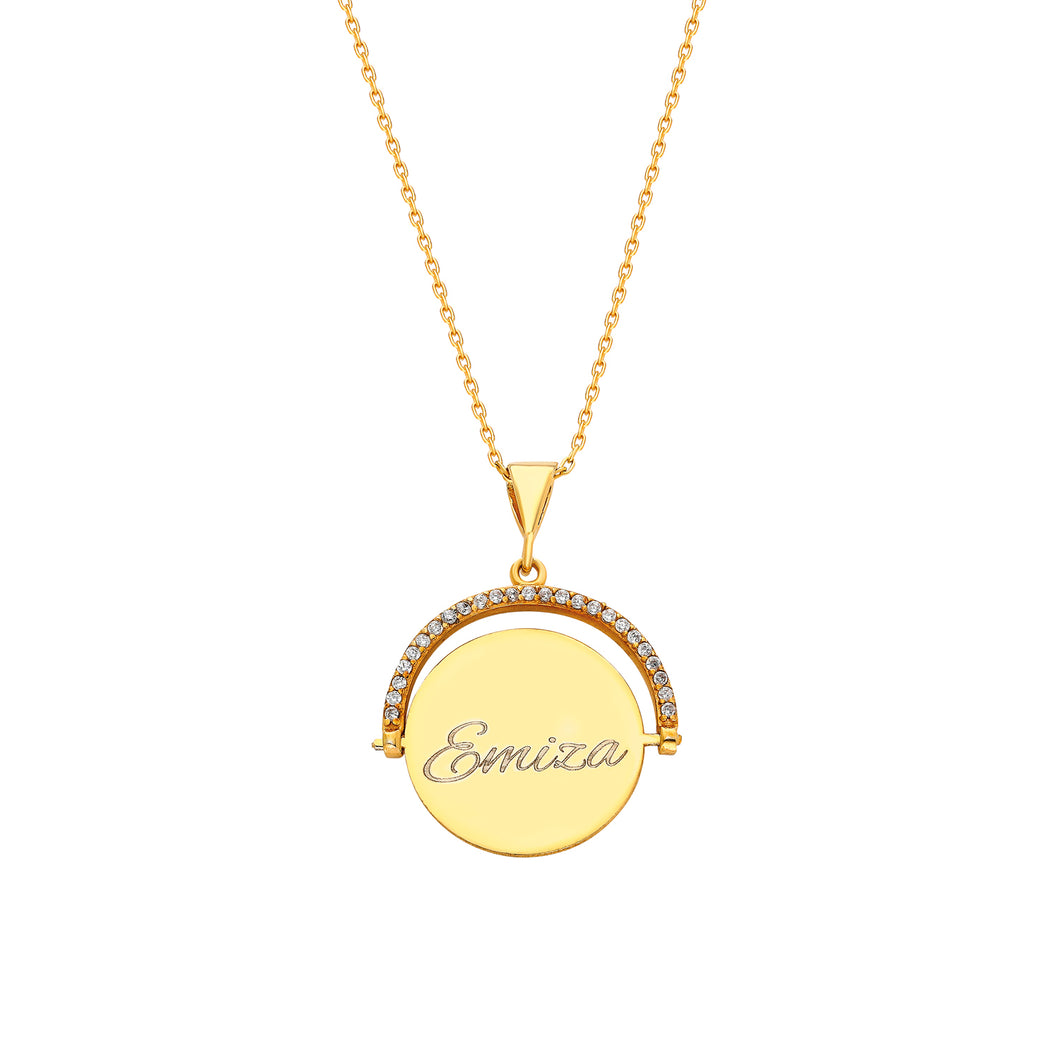 Rond omkeerbaar ketting graveerwerk - emiza jewellery