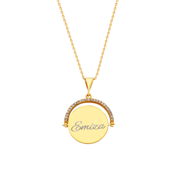 Rond omkeerbaar ketting graveerwerk - emiza jewellery