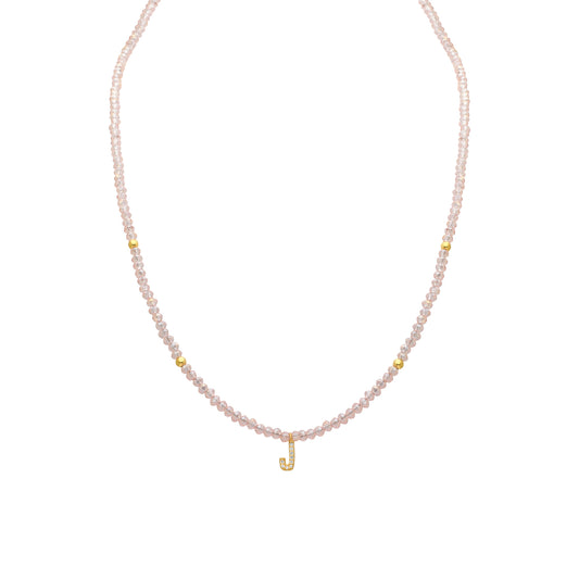 Design ketting met initiaal roze - emiza jewellery