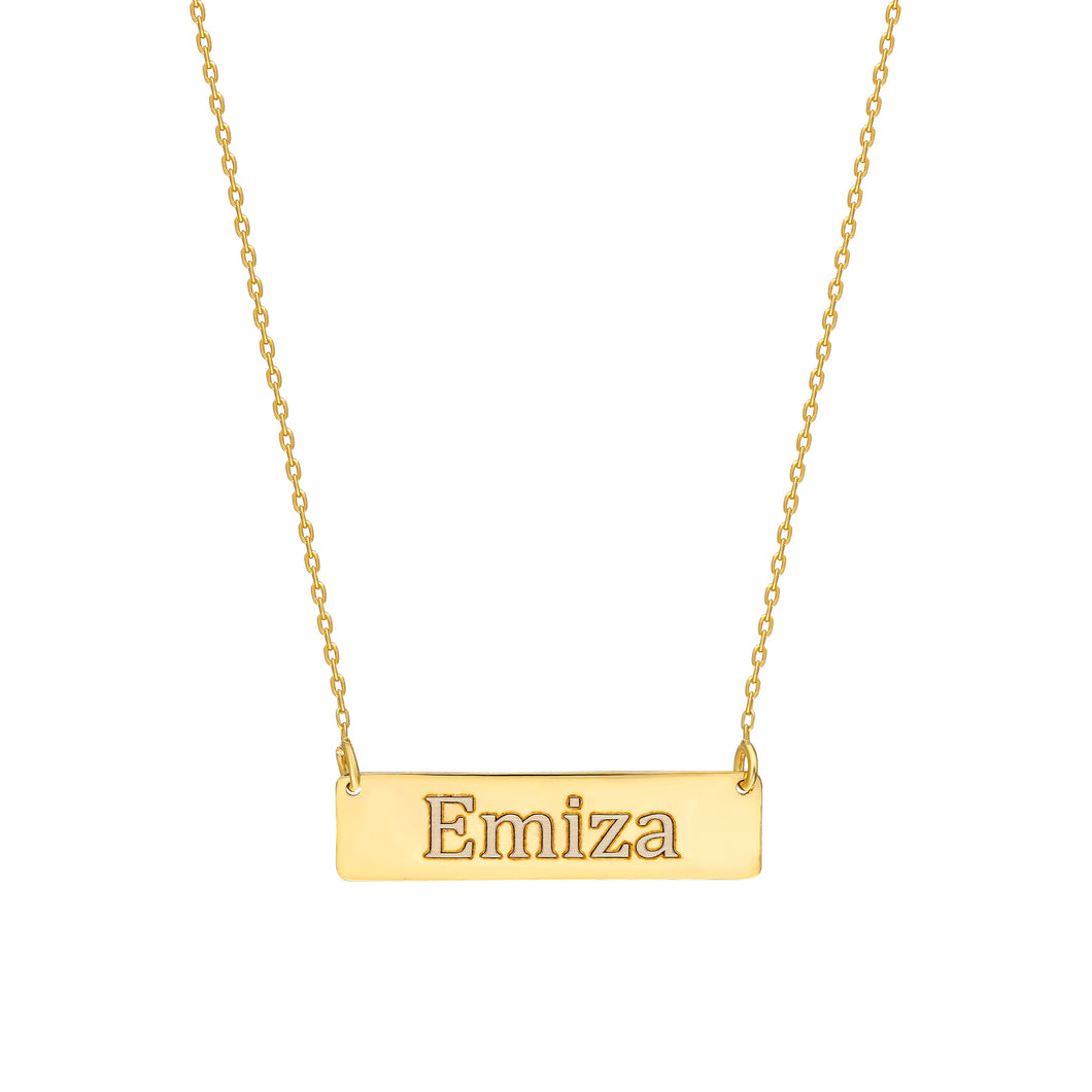 Rechthoek bar ketting graveerwerk - emiza jewellery